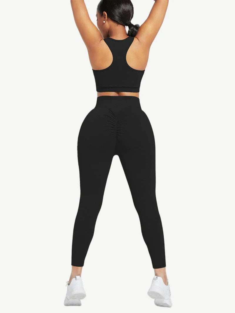 Racerback High Waist Pockets Sports Suit Breathable