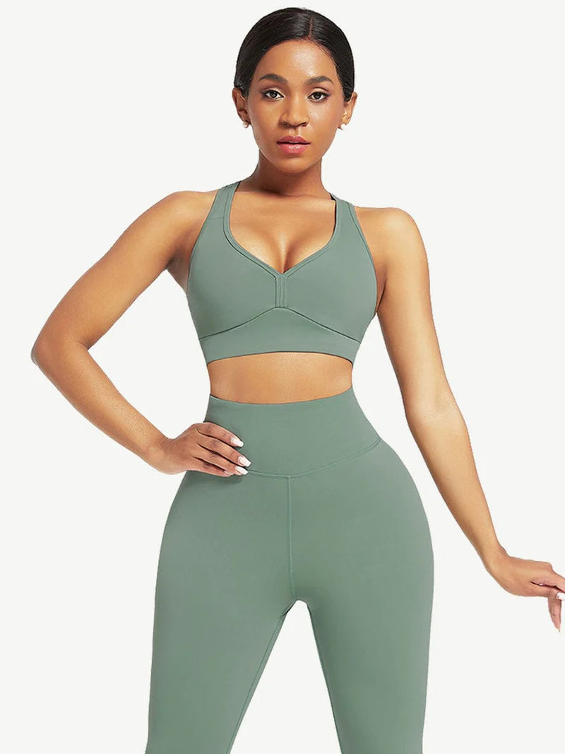 Racerback High Waist Pockets Sports Suit Breathable