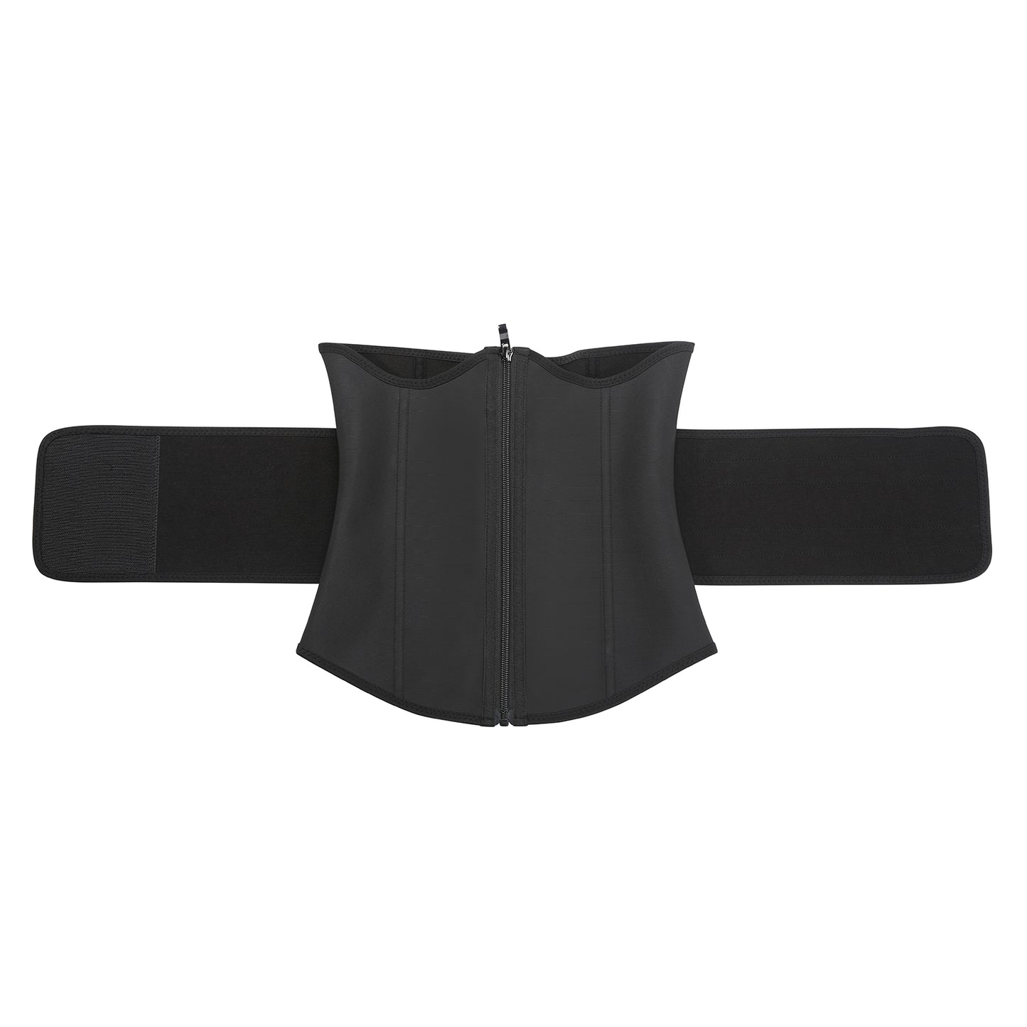 Black Bust Support Latex Waist Trainer With Belt Firm Control