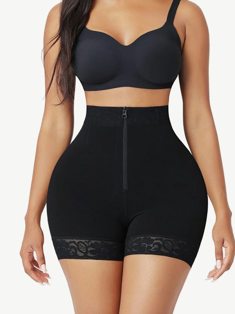 Front Zipper Butt Lifter Shorts High Waist Curve-Creating